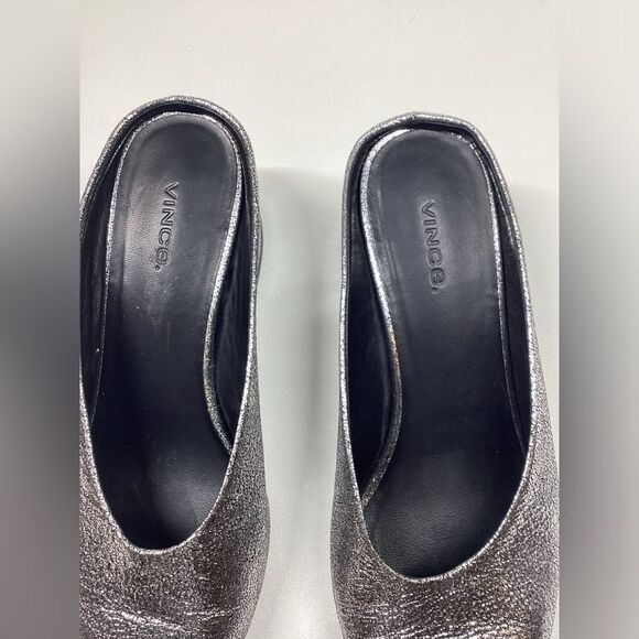 Vince Ralston Silver Metallic Leather Mules Size 8 - Picture 5 of 15